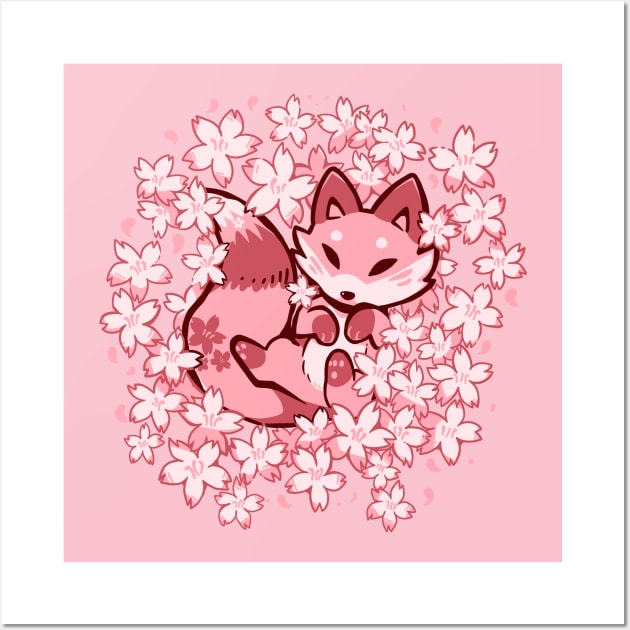 Cherry Blossom Fox Wall Art by TechraNova